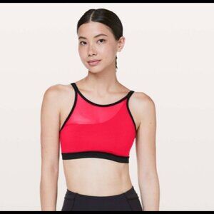 LULULEMON Sz 8 Forget  the Rest Red w/ Black Trim Mesh Medium Support Bra